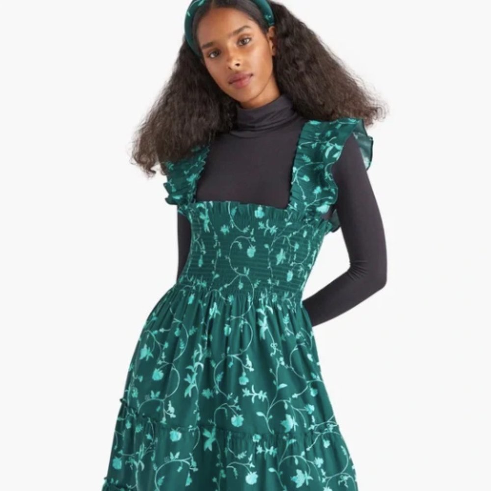 COPY - Hill House The Ellie Nap Dress Emerald Botanical Poplin Size Small